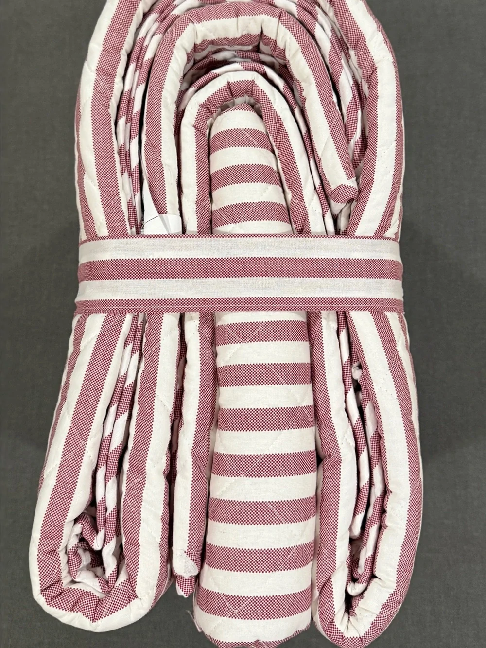 Tommy Hilfiger Striped King Cotton Quilt - White & Red